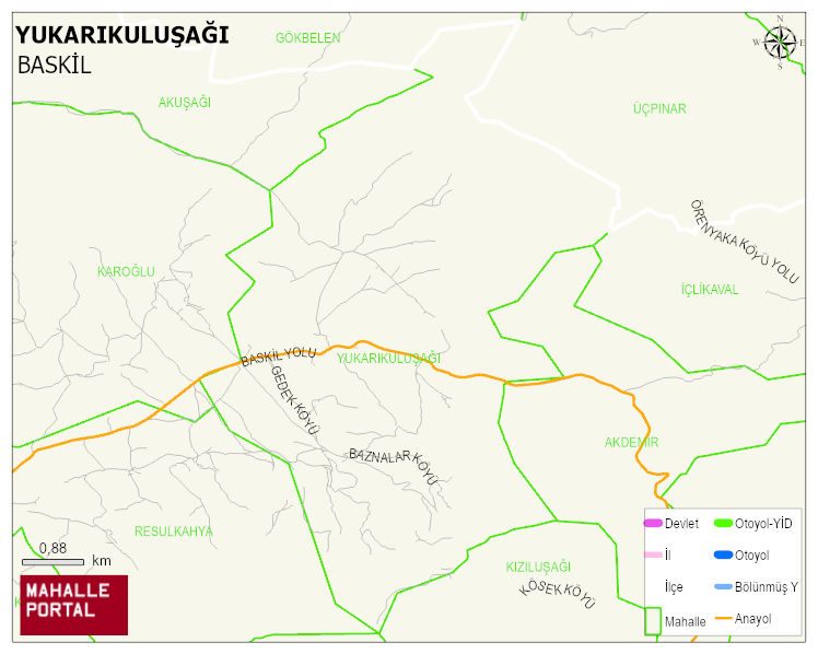 YUKARIKULUŞAĞI Köyü Haritası | Sayısal Bölge Görünümü