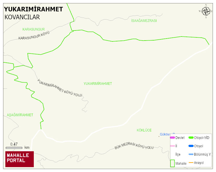 YUKARIMİRAHMET Köyü Haritası | Dağlar, Ovalar ve Akarsu Bilgileri