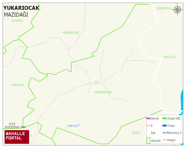 YUKARIOCAK Mahallesi Haritası | Yükselti ve Doğa Özellikleri