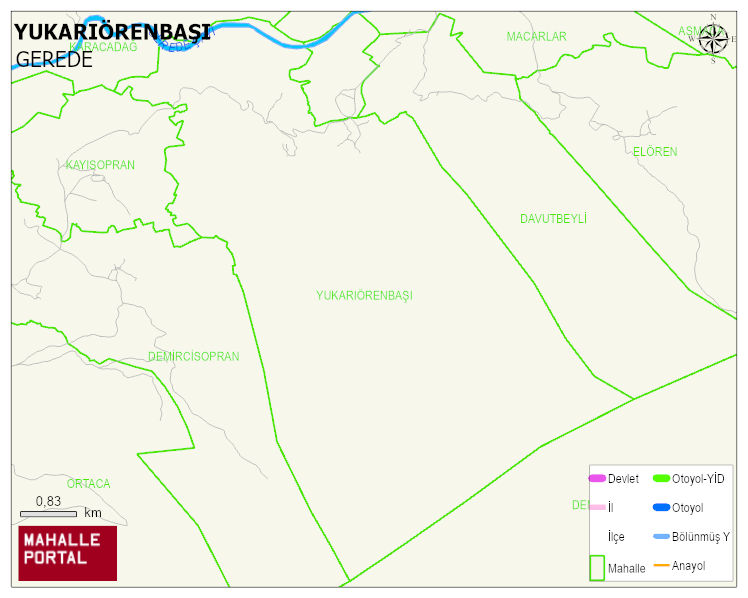 YUKARIÖRENBAŞI Köyü Haritası | Sayısal Bölge Görünümü