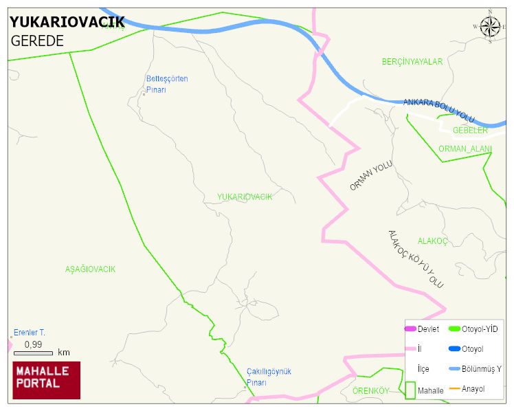 YUKARIOVACIK Köyü Haritası | Mahalle ve Köy Sınırı