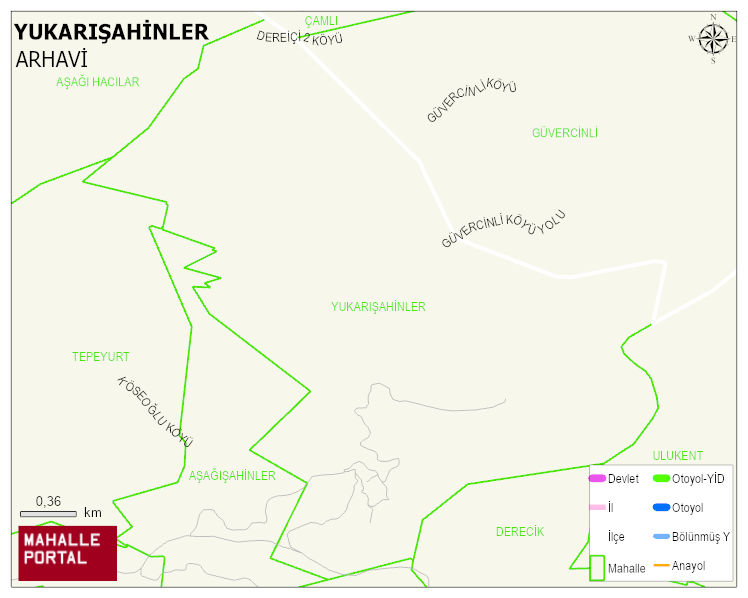 YUKARIŞAHİNLER Köyü Haritası | İnteraktif Köy ve Mahalle Sınırları