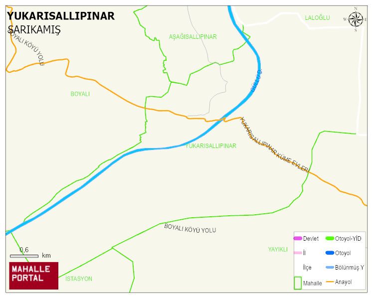 YUKARISALLIPINAR Köyü Haritası | Detaylı Köy ve Mahalle Görünümü