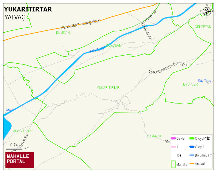 YUKARITIRTAR Köyü Haritası | Mahalle ve Köy Sınırı