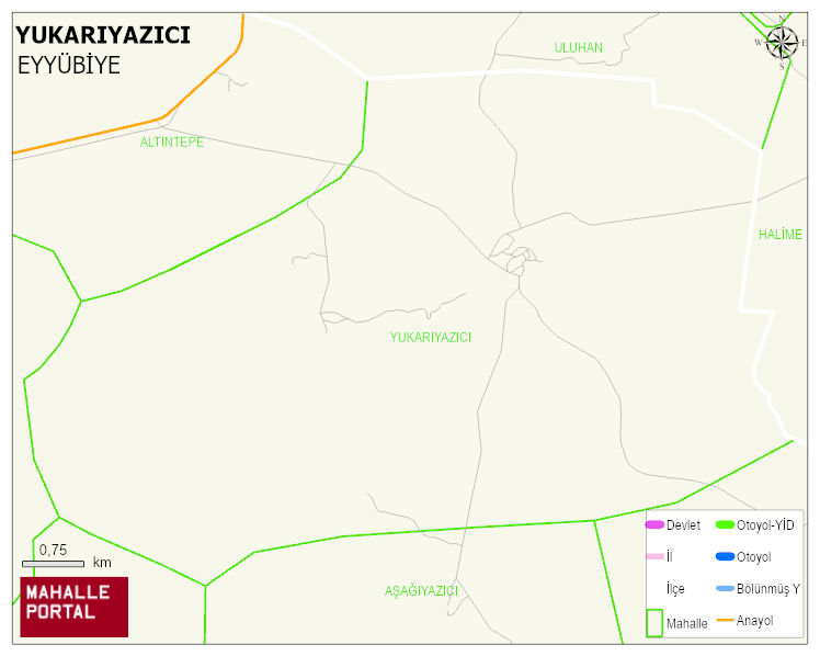 YUKARIYAZICI Mahallesi Haritası | Mahalle ve Köy Sınırı