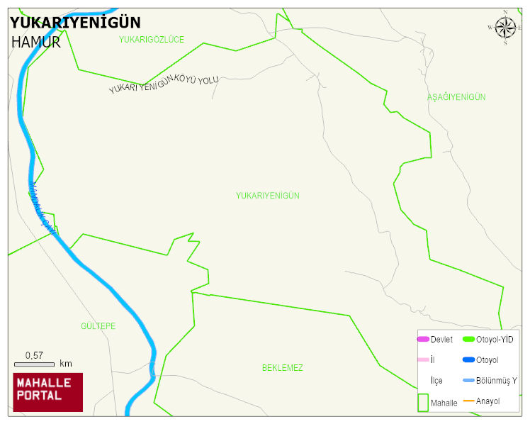 YUKARIYENİGÜN Köyü Haritası | Yükselti ve Doğa Özellikleri