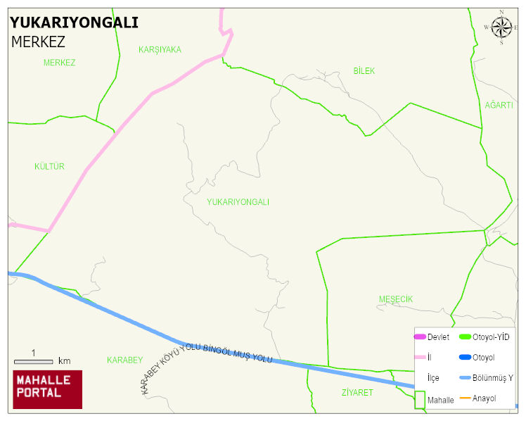 YUKARIYONGALI Köyü Haritası | Dağlar, Ovalar ve Akarsu Bilgileri