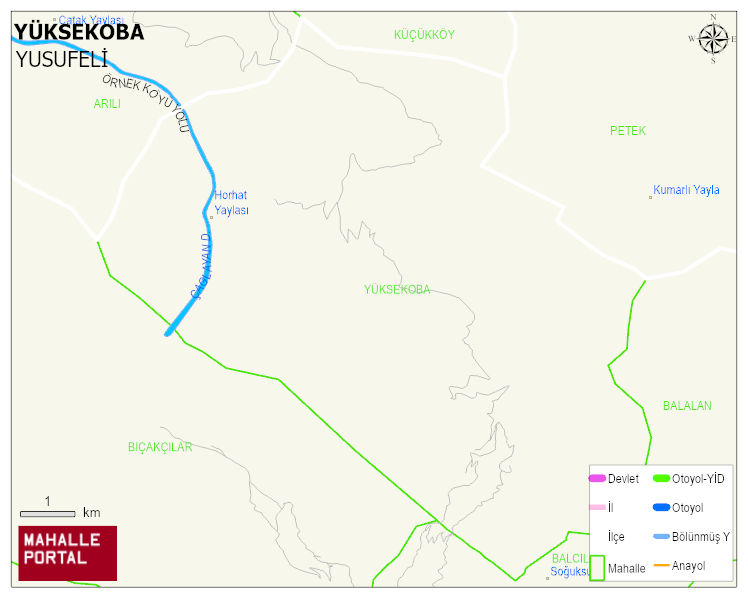 YÜKSEKOBA Köyü Haritası | Dağlar, Ovalar ve Akarsu Bilgileri