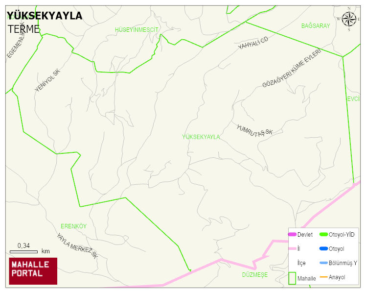 YÜKSEKYAYLA Mahallesi Haritası | Mahalle ve Köy Sınırı