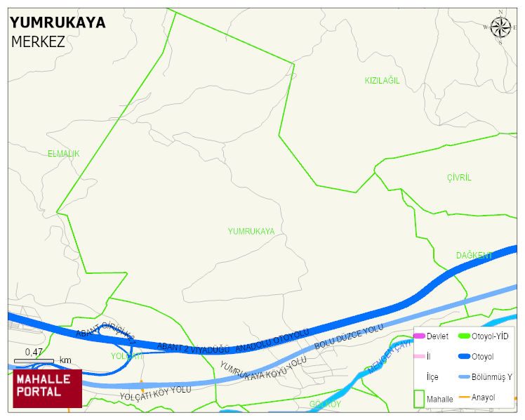 YUMRUKAYA Köyü Haritası | Yükselti ve Doğa Özellikleri