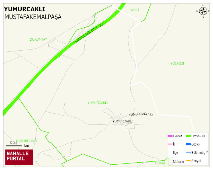 YUMURCAKLI Mahallesi Haritası | Mahalle ve Köy Sınırı