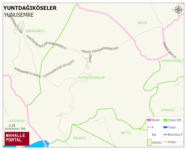 YUNTDAĞIKÖSELER Mahallesi Haritası | Güncel Mahalle ve Köy Haritası