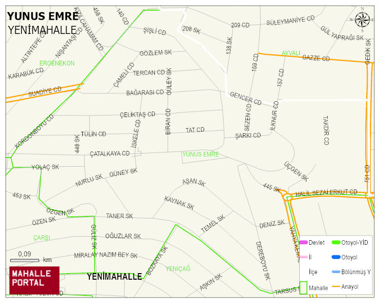 YUNUS EMRE Mahallesi Haritası | Mahalle ve Köy Sınırı