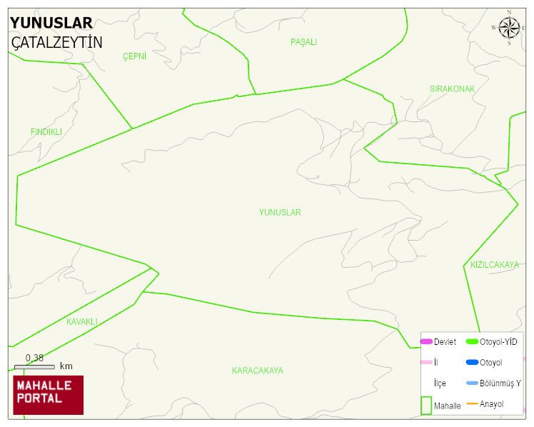 YUNUSLAR Köyü Haritası | Dağlar, Ovalar ve Akarsu Bilgileri