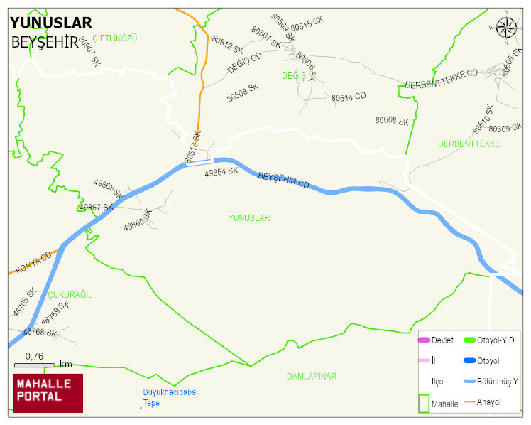 YUNUSLAR Mahallesi Haritası | Sayısal Bölge Görünümü