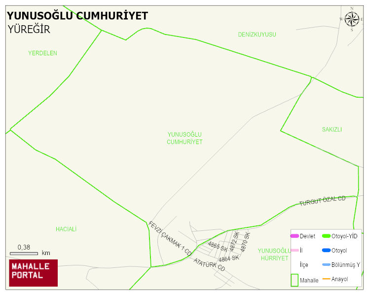 YUNUSOĞLU CUMHURİYET Mahallesi Haritası | Detaylı Köy ve Mahalle Görünümü