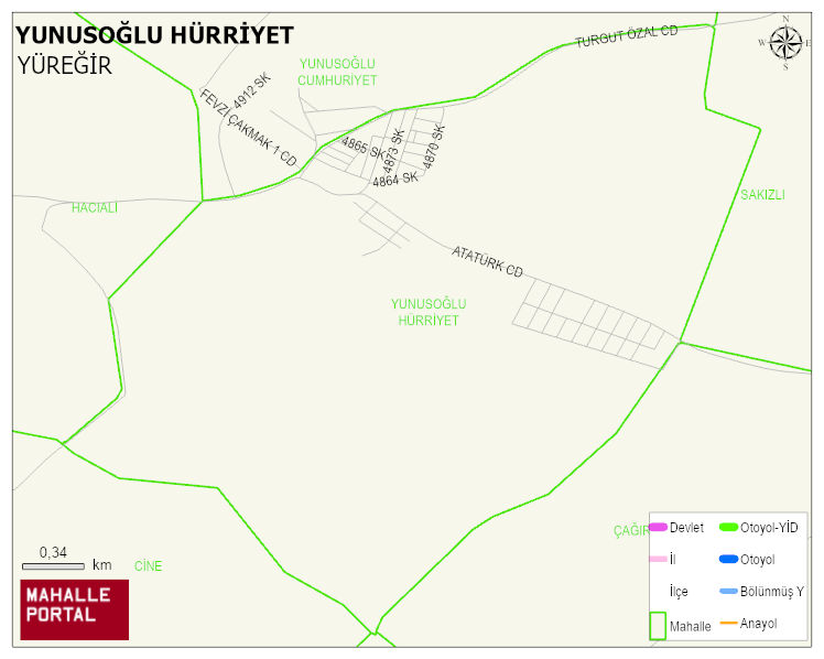 YUNUSOĞLU HÜRRİYET Mahallesi Haritası | Dağlar, Ovalar ve Akarsu Bilgileri