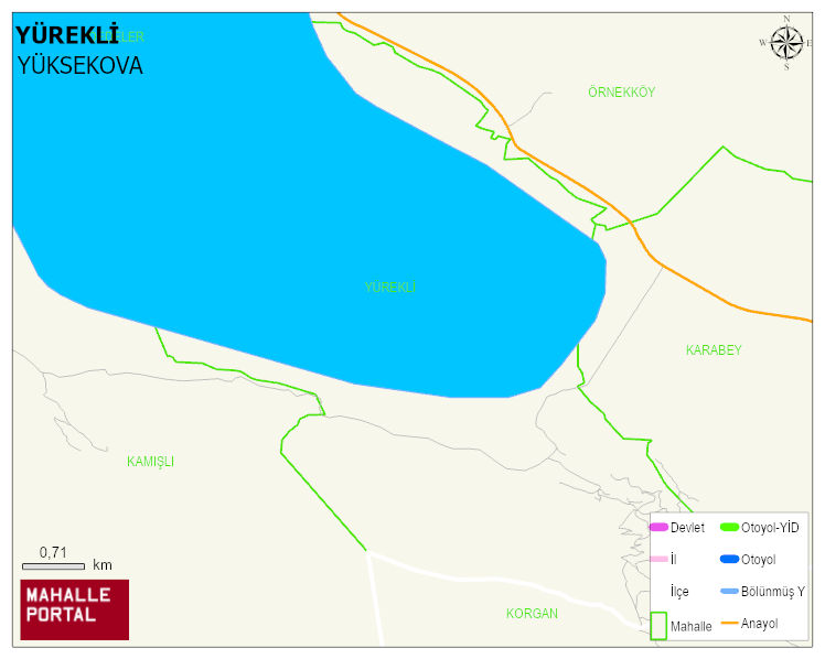 YÜREKLİ Köyü Haritası | Yükselti ve Doğa Özellikleri