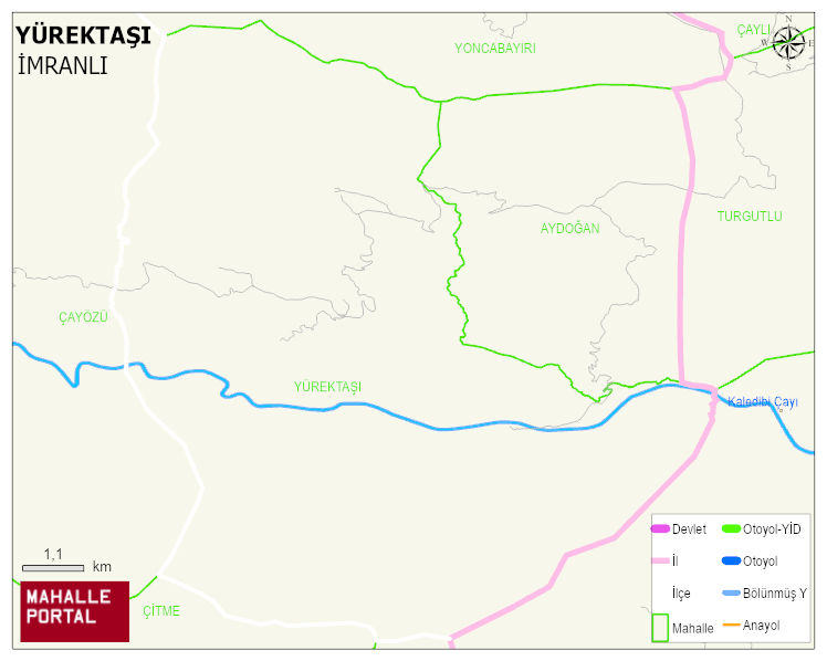 YÜREKTAŞI Köyü Haritası | Mahalle ve Köy Sınırı