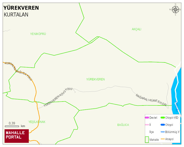 YÜREKVEREN Köyü Haritası | Detaylı Köy ve Mahalle Görünümü