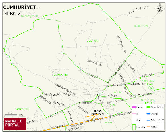 YURTBAŞI BELDESİ CUMHURİYET Mahallesi Haritası | Mahalle ve Köy Sınırı