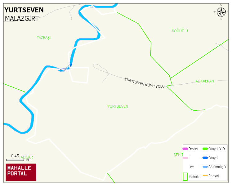 YURTSEVEN Köyü Haritası | İnteraktif Köy ve Mahalle Sınırları