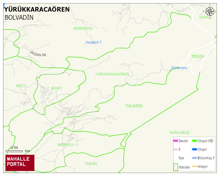 YÜRÜKKARACAÖREN Köyü Haritası | Detaylı Köy ve Mahalle Görünümü