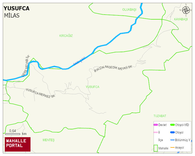 YUSUFCA Mahallesi Haritası | Coğrafi Yapı ve Detaylı Haritası