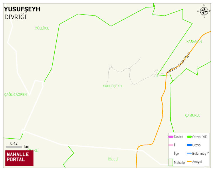 YUSUFŞEYH Köyü Haritası | Yükselti ve Doğa Özellikleri