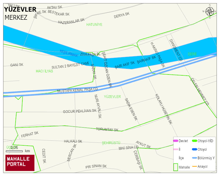 YÜZEVLER Mahallesi Haritası | Mahalle ve Köy Sınırı
