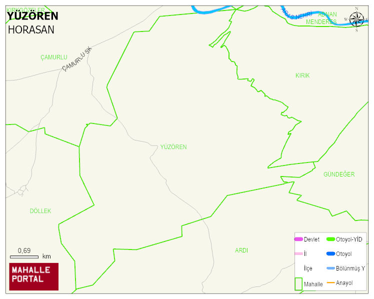 YÜZÖREN Mahallesi Haritası | Dağlar, Ovalar ve Akarsu Bilgileri