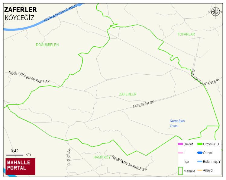 ZAFERLER Mahallesi Haritası | Yükselti ve Doğa Özellikleri