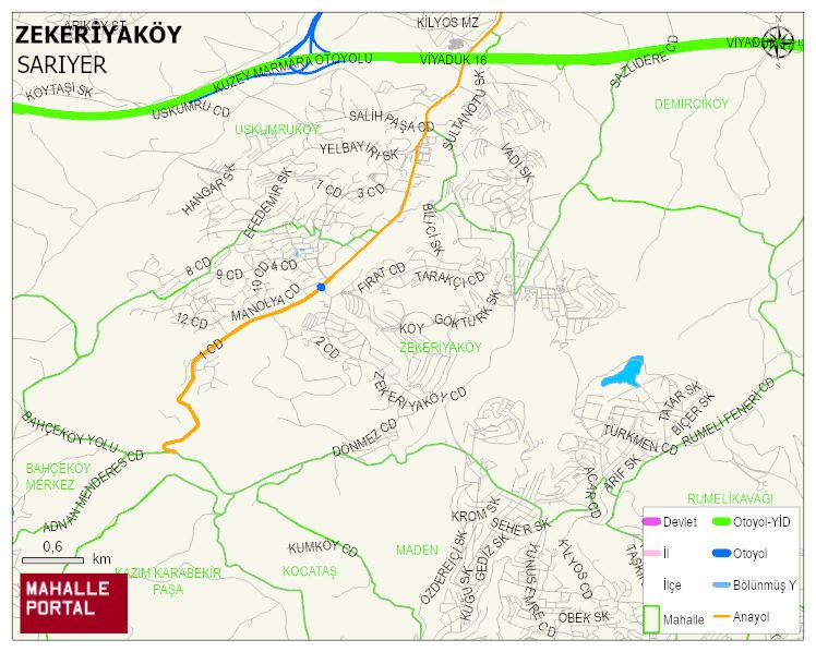 ZEKERİYAKÖY Mahallesi Haritası | Yükselti ve Doğa Özellikleri