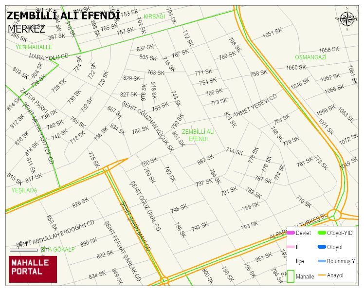 ZEMBİLLİ ALİ EFENDİ Mahallesi Haritası | Mahalle ve Köy Sınırı