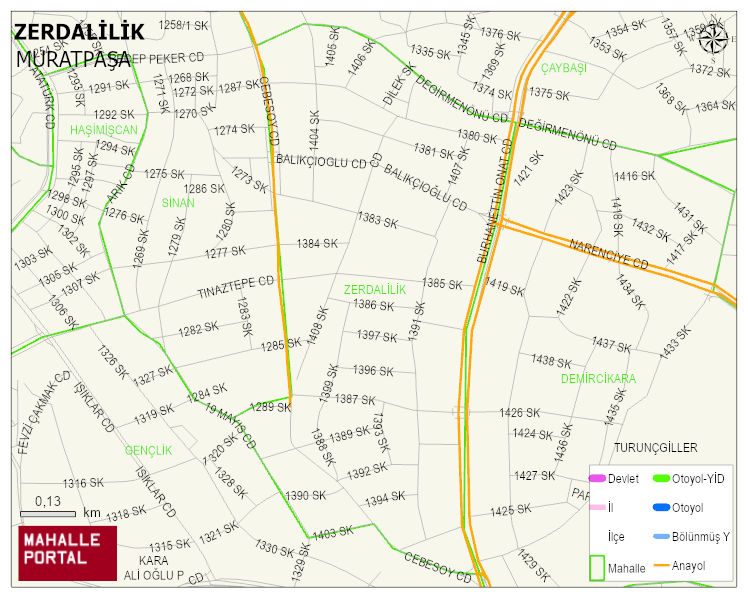ZERDALİLİK Mahallesi Haritası | İnteraktif Köy ve Mahalle Sınırları