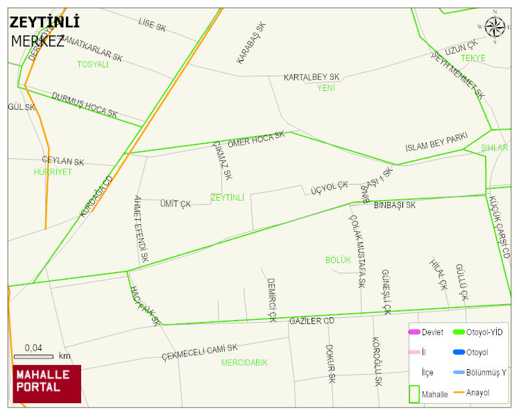 ZEYTİNLİ Mahallesi Haritası | Coğrafi Yapı ve Detaylı Haritası