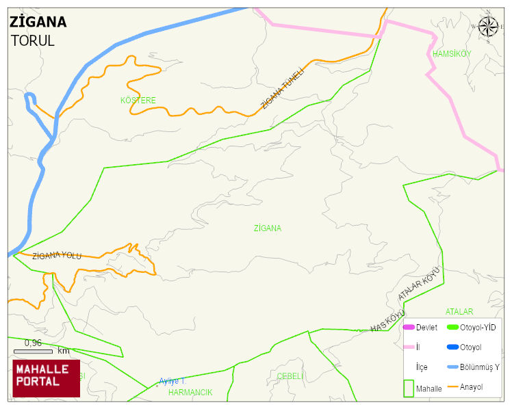 ZİGANA Köyü Haritası | Mahalle ve Köy Sınırı