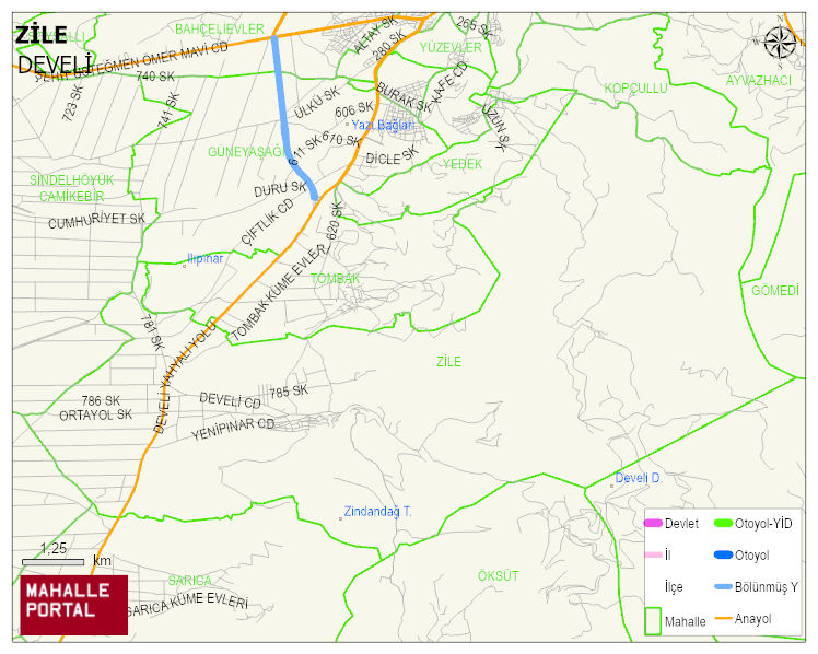 ZİLE Mahallesi Haritası | Detaylı Köy ve Mahalle Görünümü
