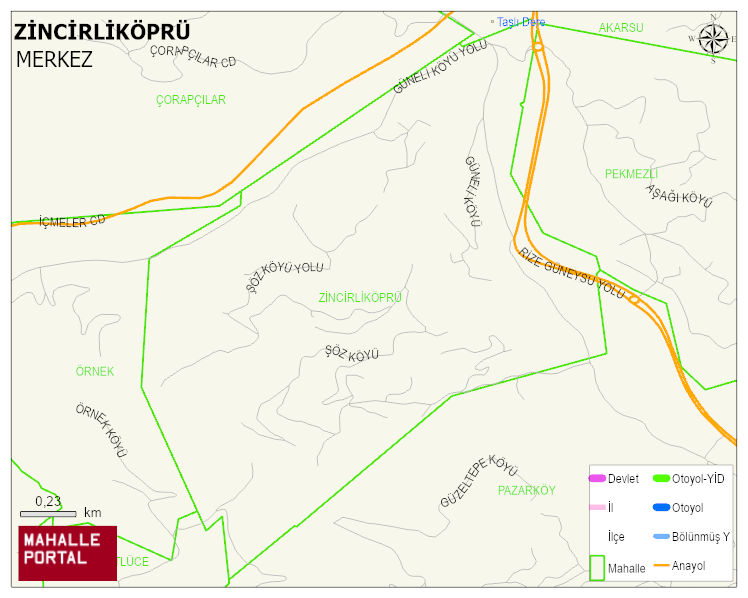 ZİNCİRLİKÖPRÜ Köyü Haritası | Coğrafi Yapı ve Detaylı Haritası