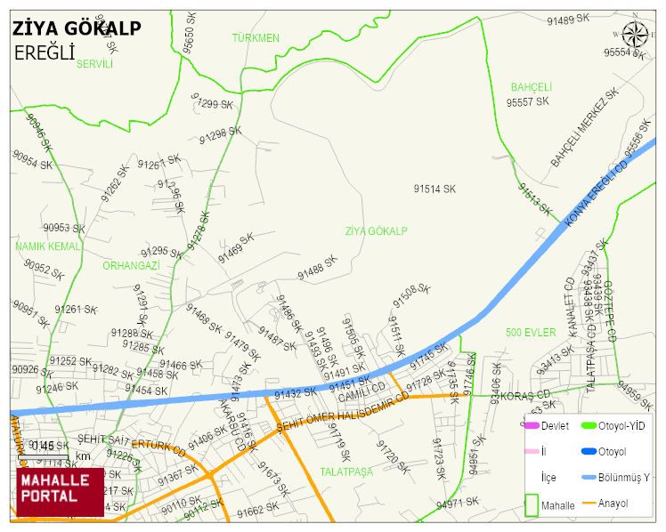 ZİYA GÖKALP Mahallesi Haritası | Yükselti ve Doğa Özellikleri